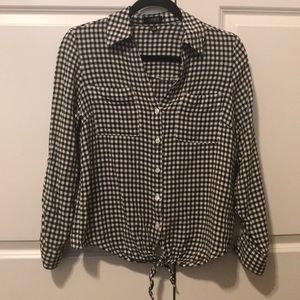 Checkered Button-Up Top